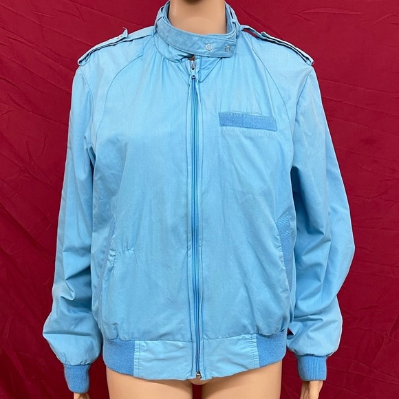 Vintage 1980’s Sears Cafe Racer Jacket Baby Blue size Medium - Picture 1 of 7